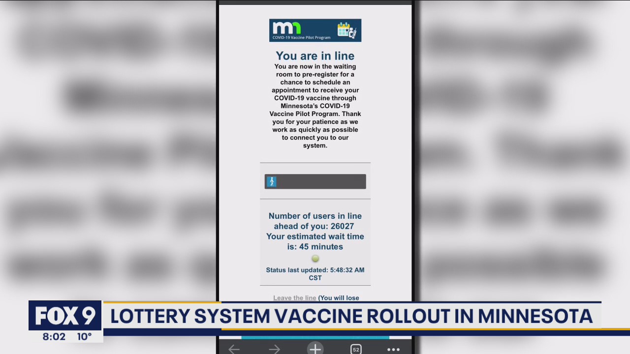Minnesota moves to lottery system for COVID-19 vaccine rollout for seniors