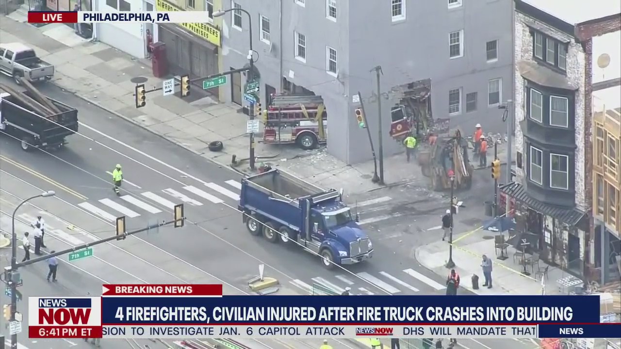 Fire truck crashes into North Philly building, fear of building collapse