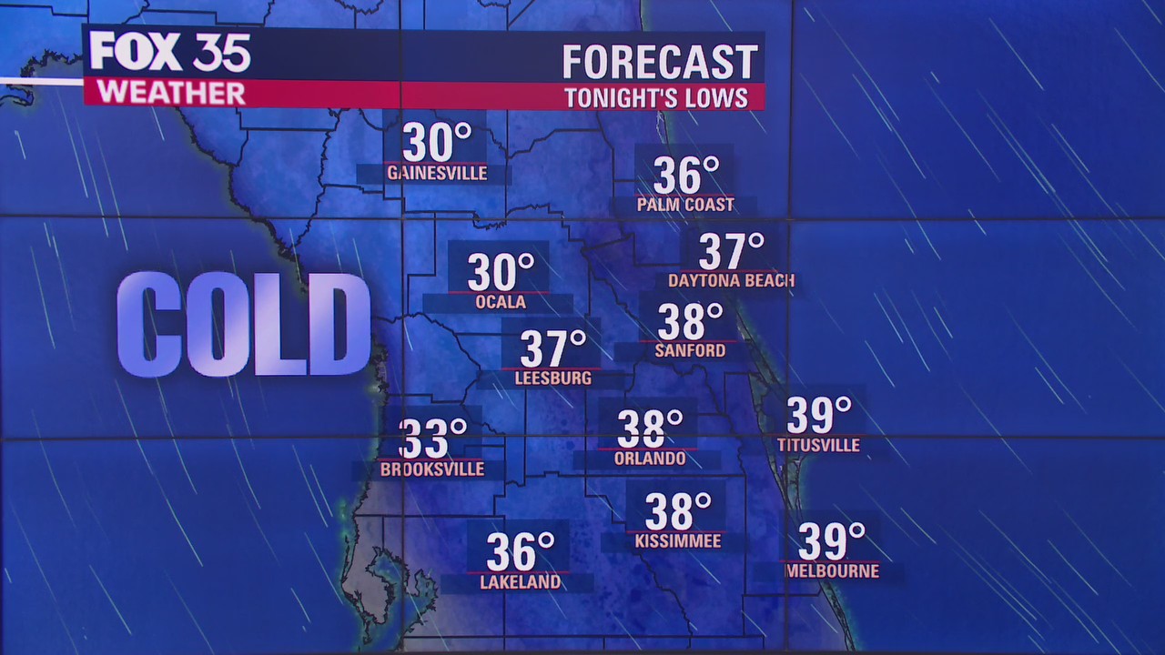 Near-freezing temperatures, frost possibly for Central Florida