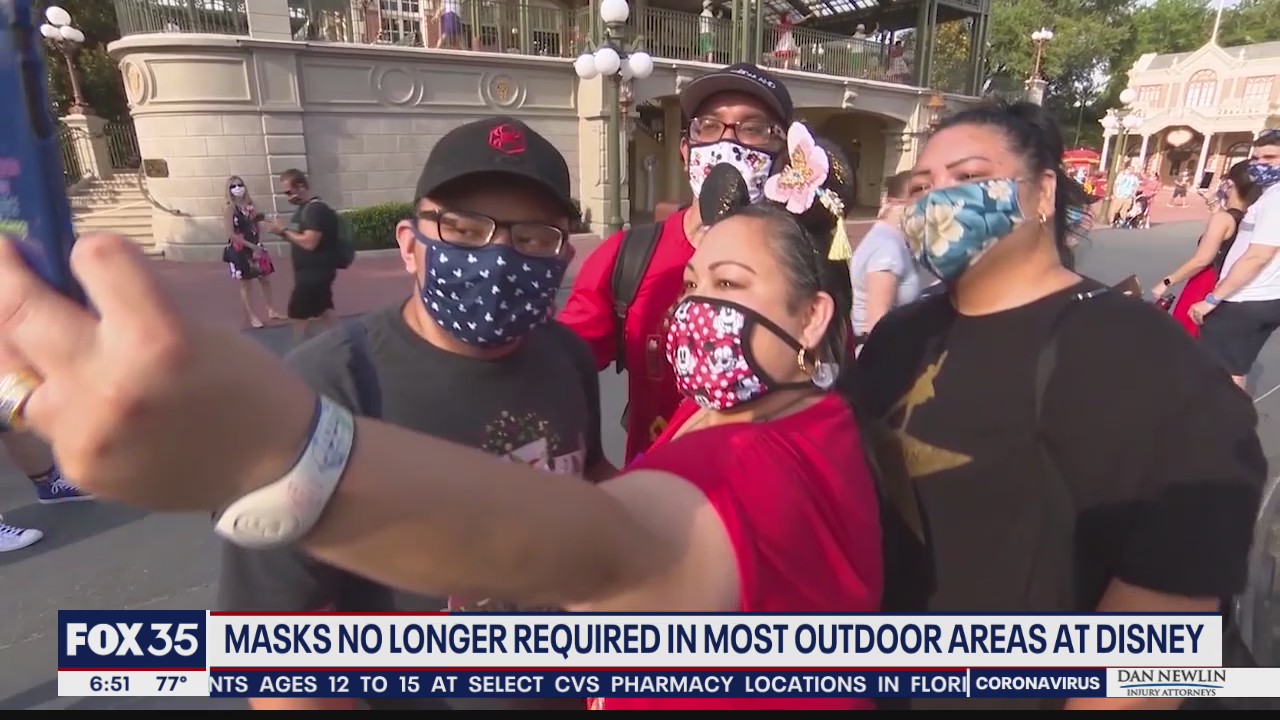 Masks no longer required in most outdoor areas at Disney