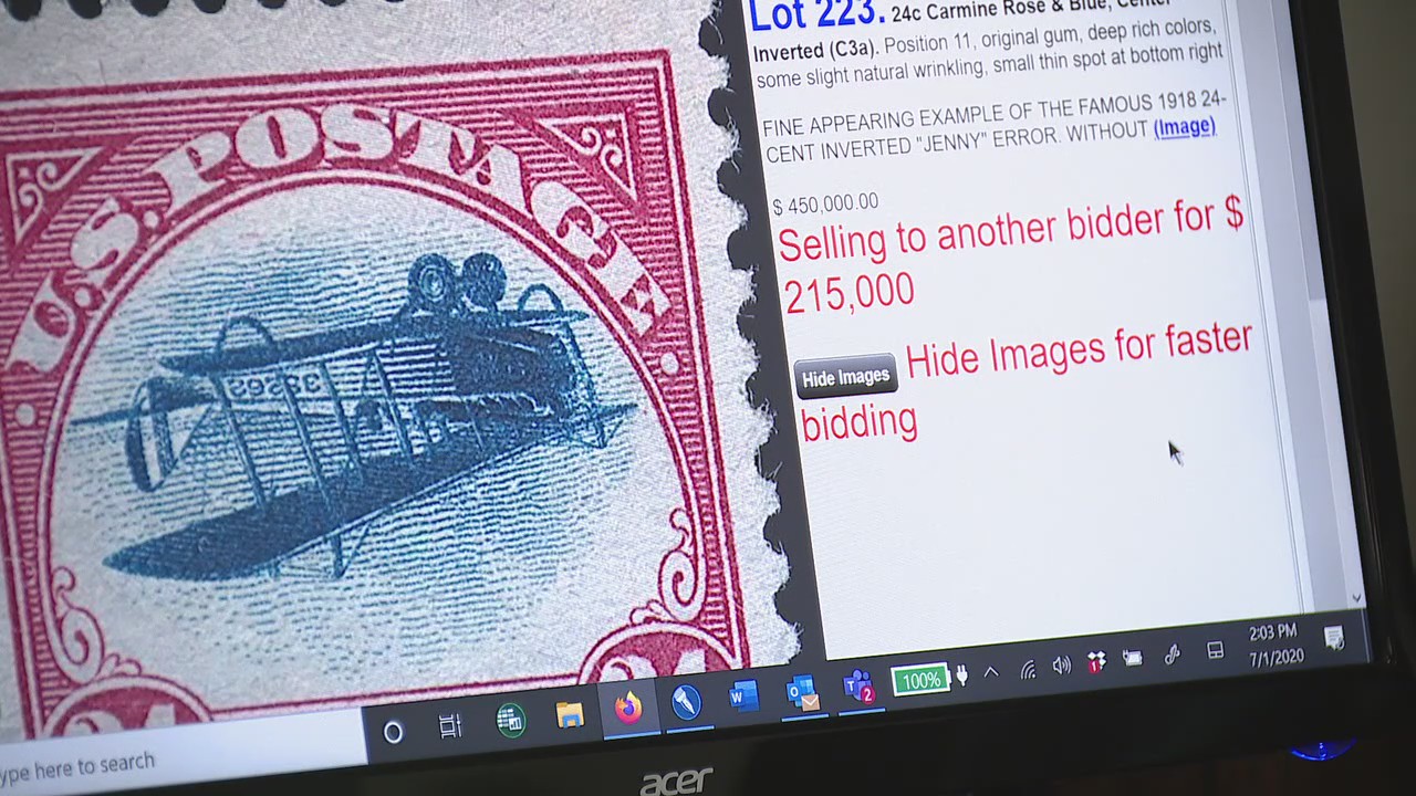 Metro Detroit stamp collector gets $215,000 at auction for rare Inverted Jenny stamp