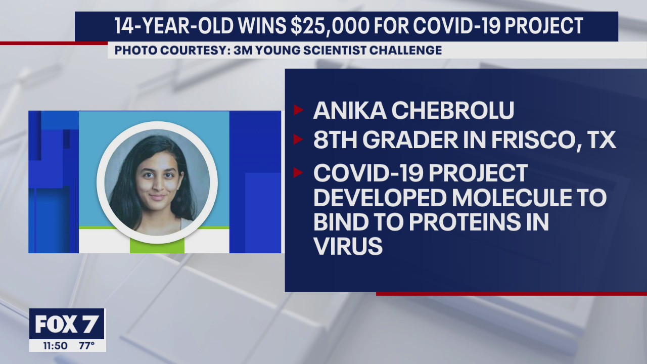 Texas teen wins $25K for work on possible COVID-19 solution