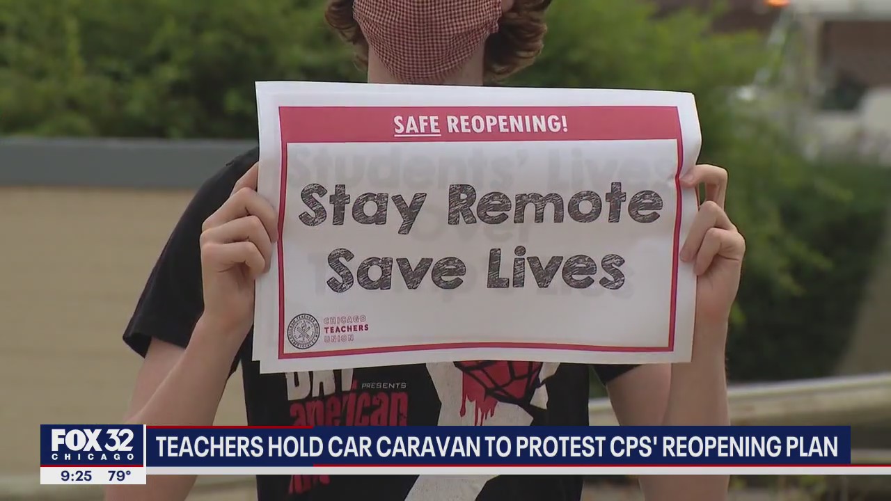 Chicago teachers hold car caravan to protest CPS' reopening plan