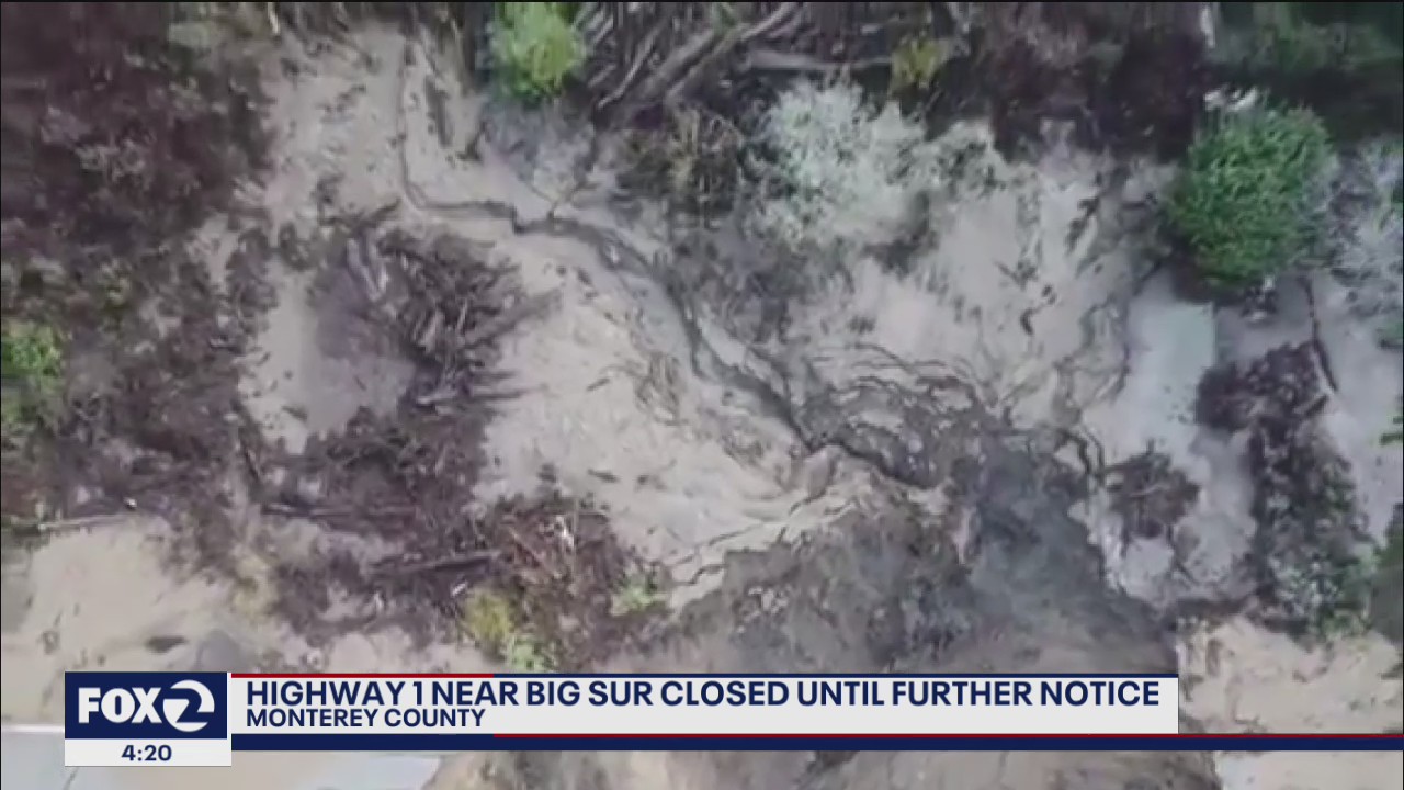 Drone footage shows Highway 1 damage