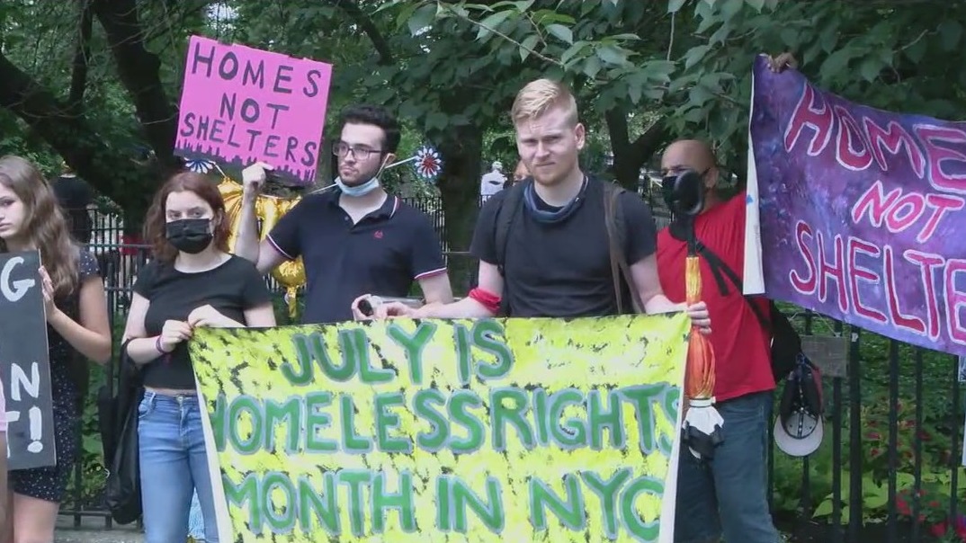 Protest over moving homeless New Yorkers
