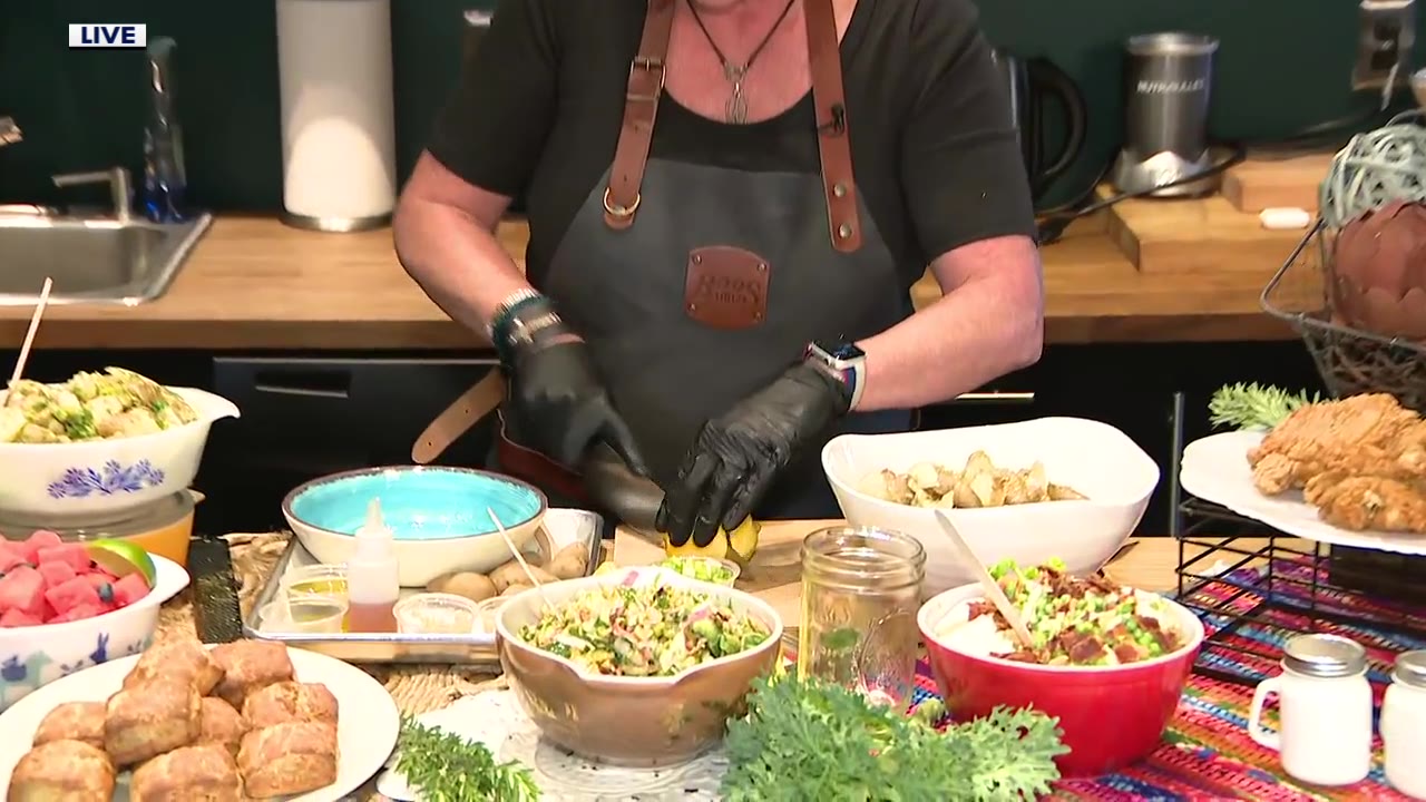 Chef Kelli of MYO Party makes fried chicken, pea salad, and more for summer picnics