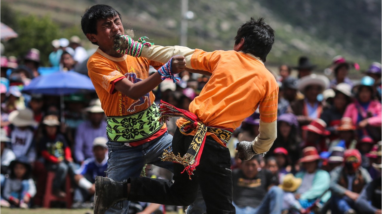 During Takanakuy, people fight one-on-one to settle the year's disputes on Christmas day