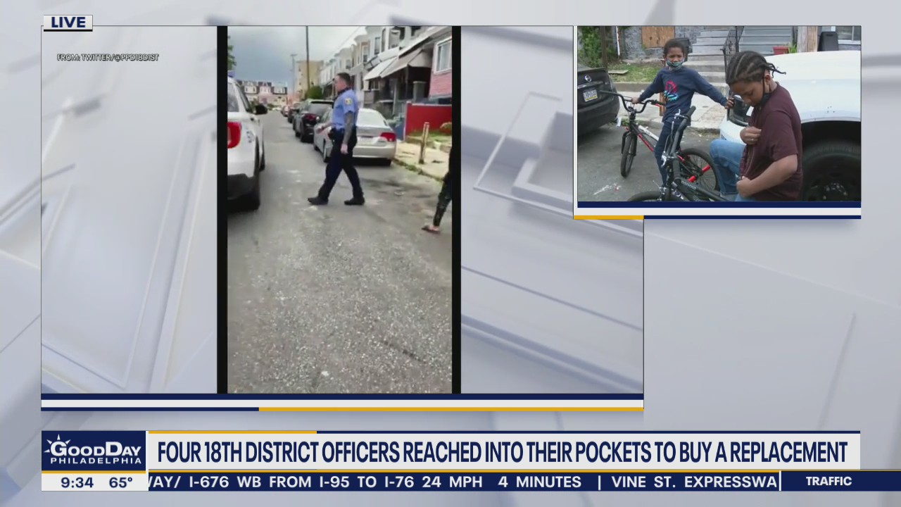 Philadelphia police officers surprise boy with bike after his was stolen