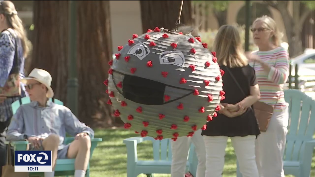 COVID protein piñata a main attraction at Los Gatos reopening celebration