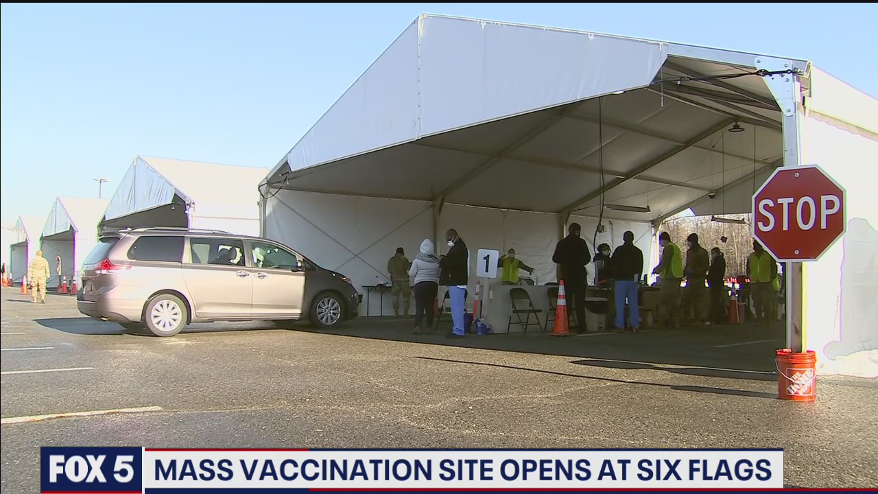 Mass vaccination site opens at Six Flags