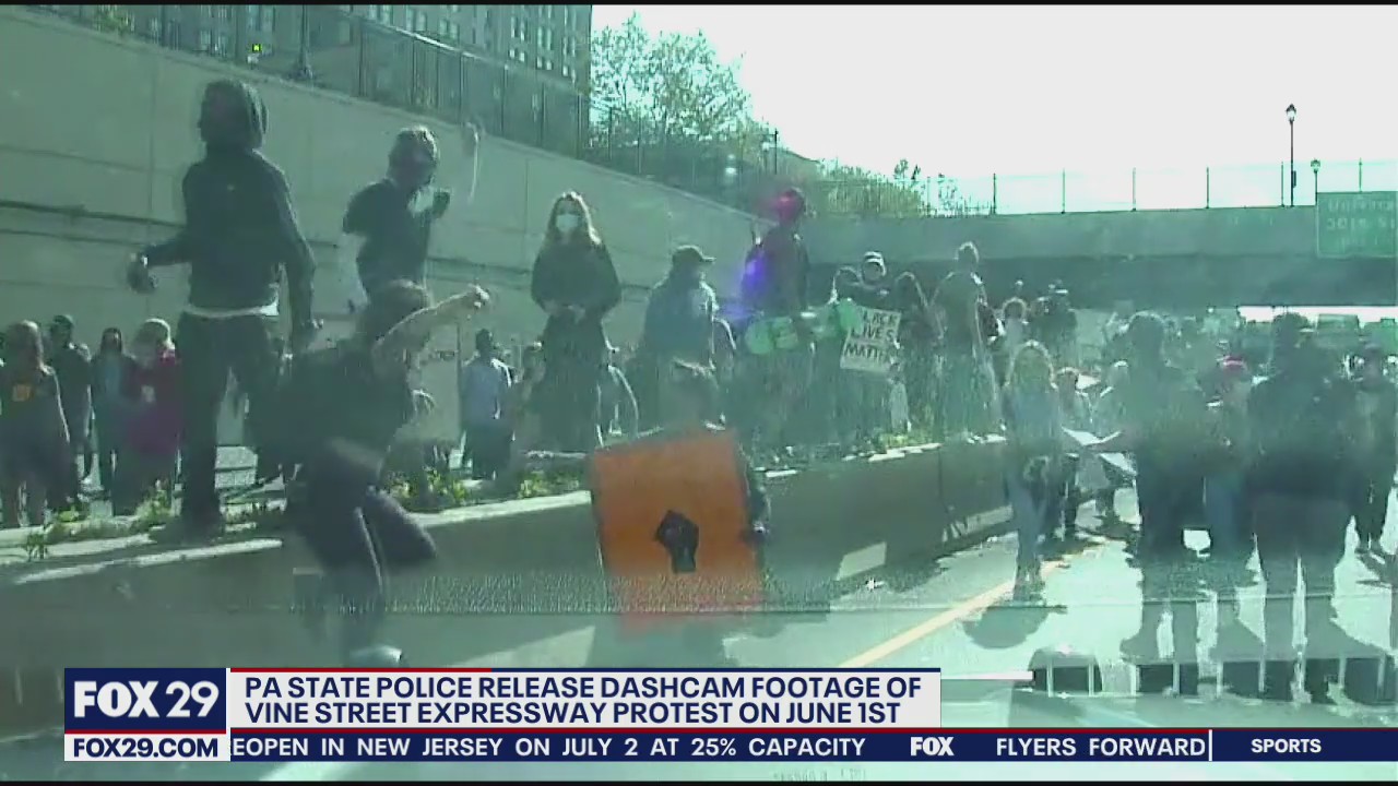 Pa. State Police release dashcam footage of protest on I-676