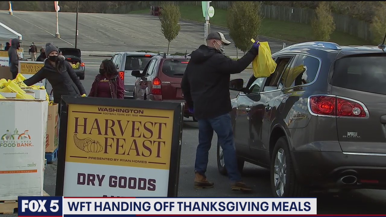 Washington Football Team handing off Thanksgiving meals