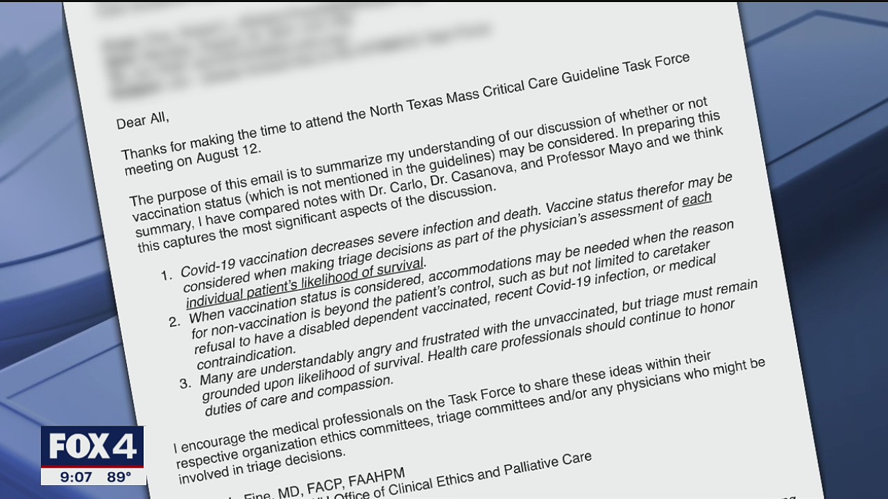 Vaccination status being considered for admittance at overwhelmed North Texas hospitals
