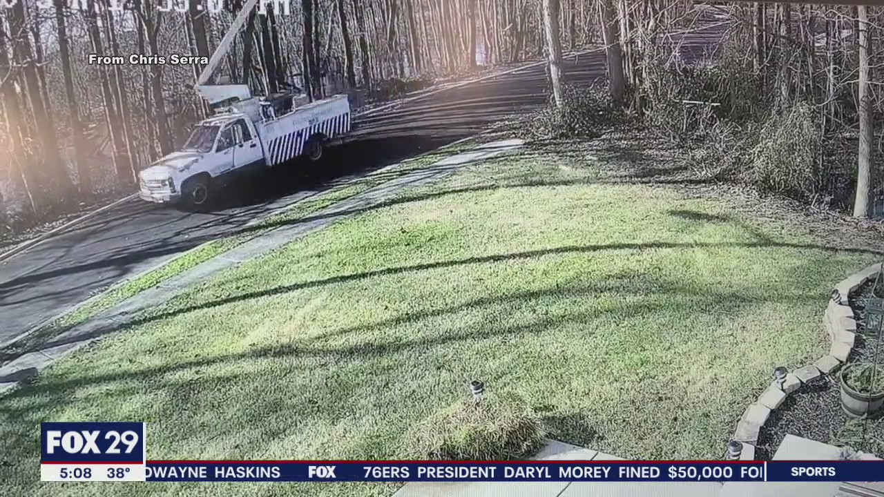 Caught on camera, truck hits power lines, leaving Gloucester County family in the dark for days