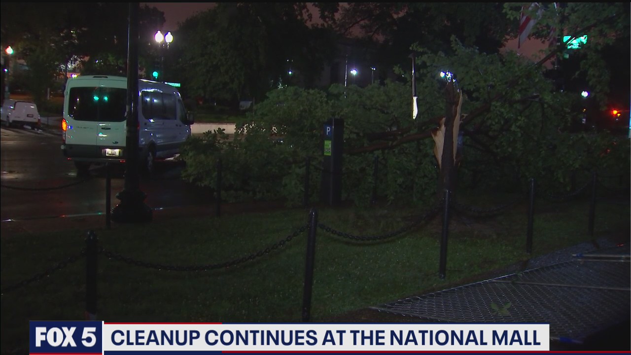 Cleanup continues at the National Mall after storms cause damage