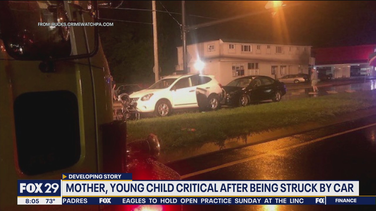 Mother, young child critical after being struck by car in Bucks County