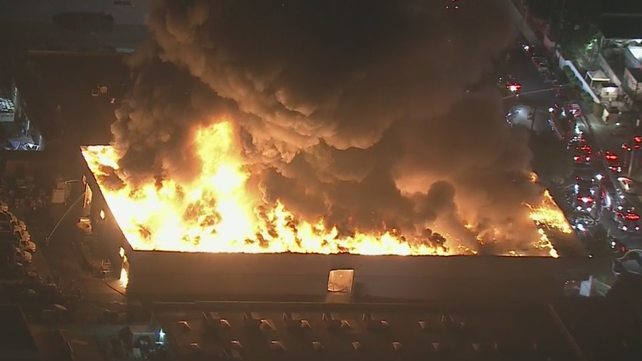 Crews battling massive fire at a Chatsworth building