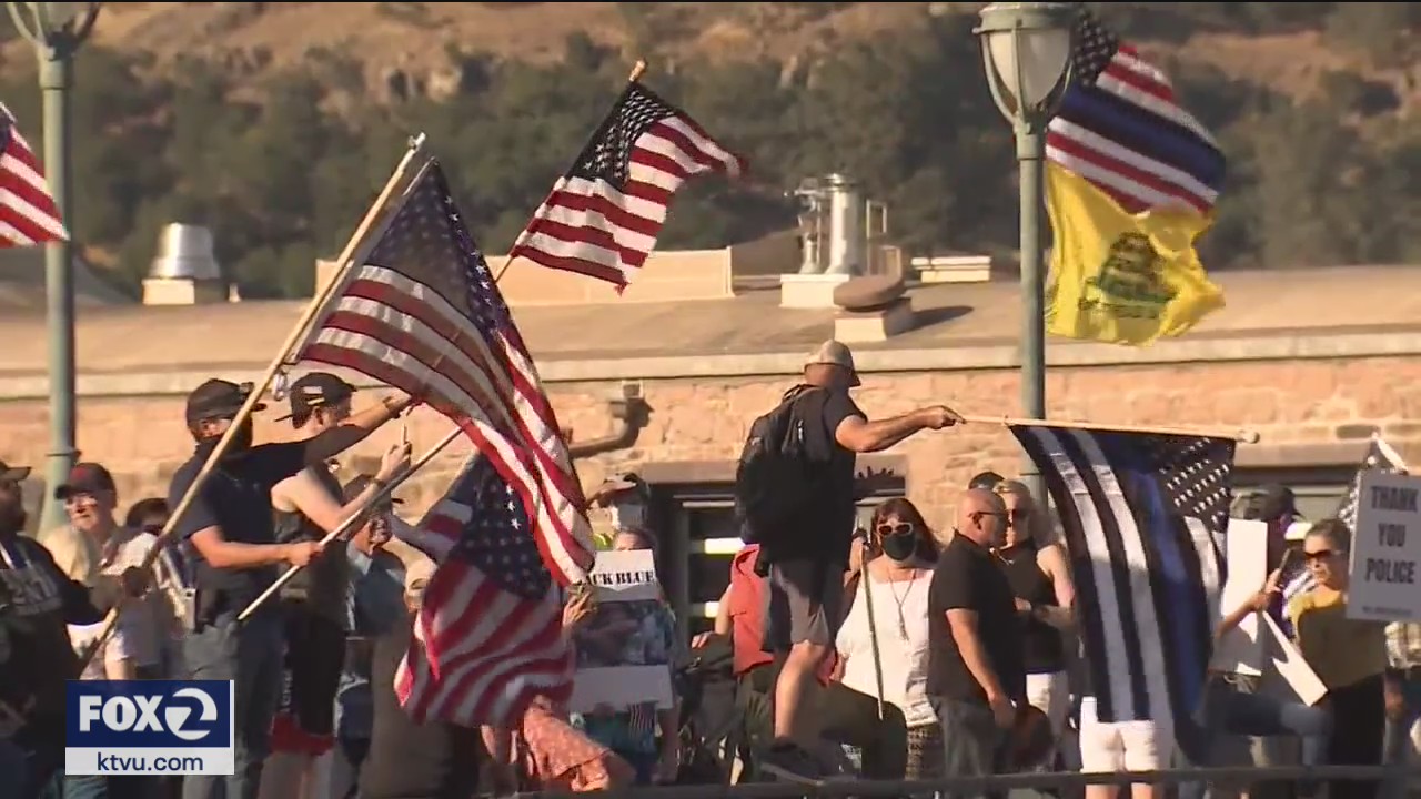Nearly 100 gather in Napa for 'We Back Blue' pro-police rally