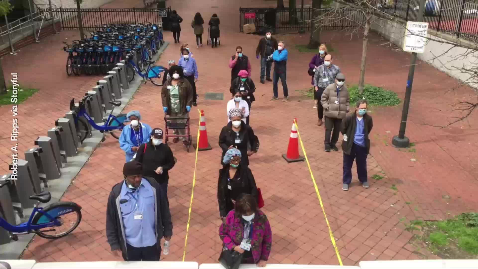 Nonprofit gives health workers free PPE outside hospital