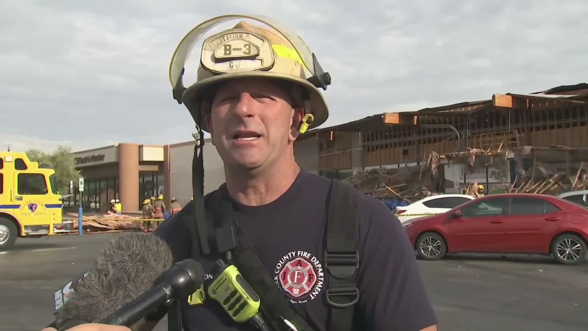 Fire official, witness talk about awning collapse at Las Vegas super market