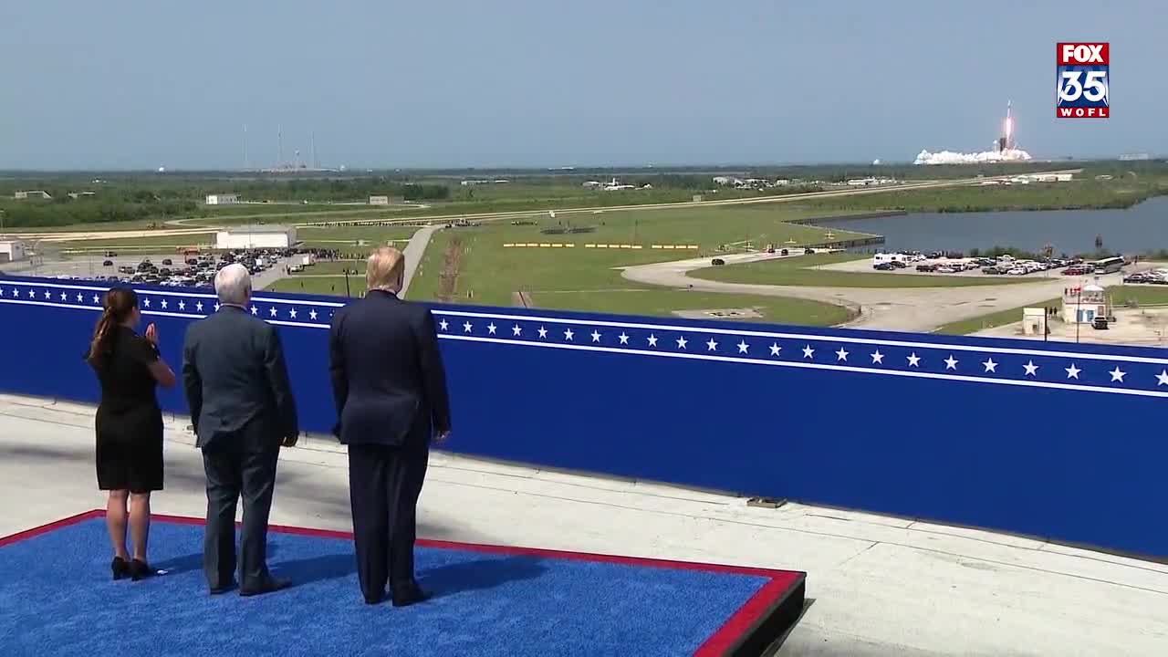 President Donald Trump, Vice President Mike Pence watch space launch