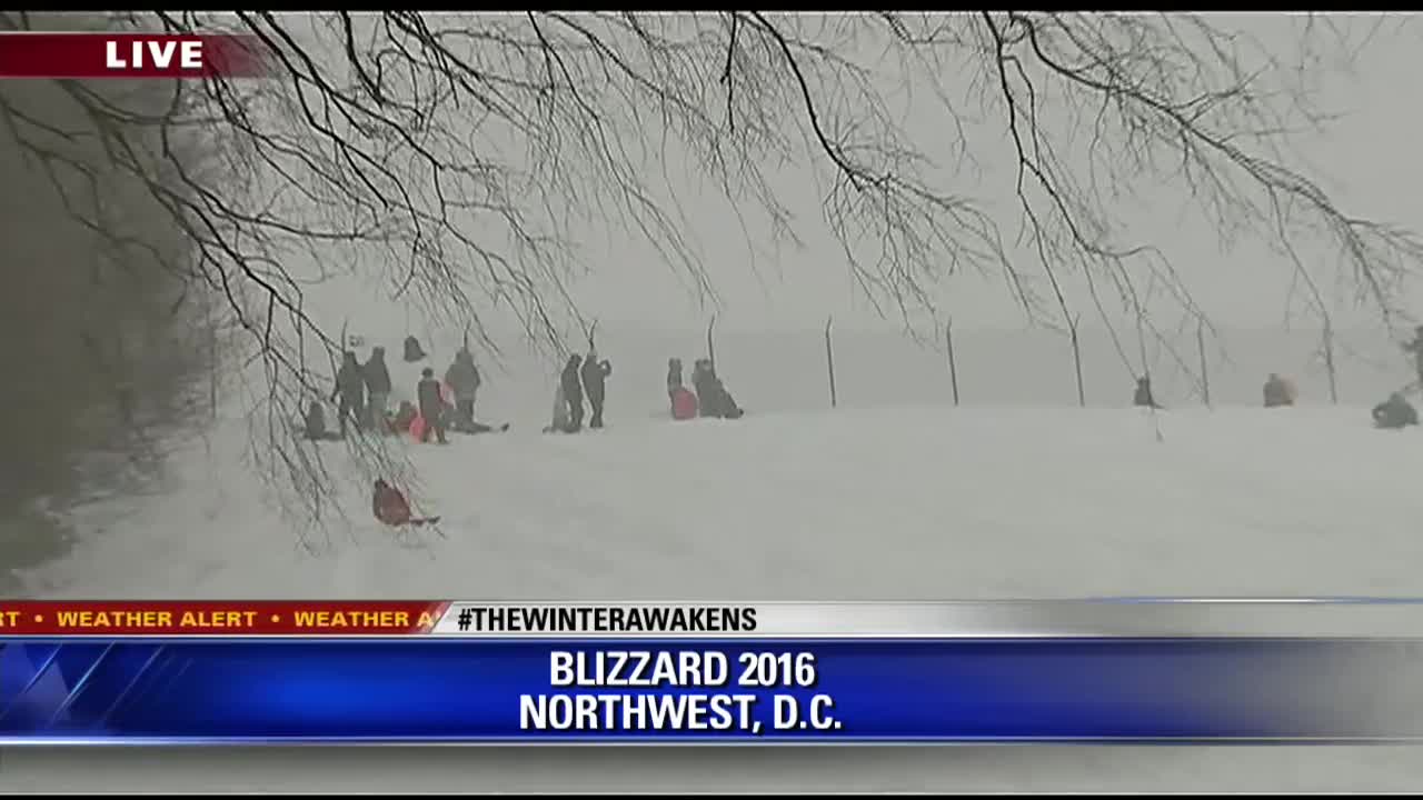 Sledding during the Blizzard of 2016 with Bob Barnard