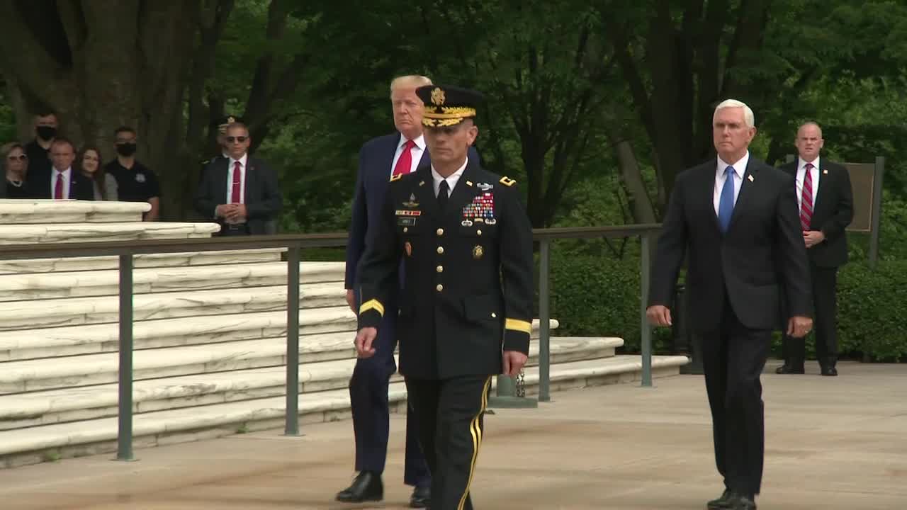 Trump participates in wreath laying ceremony at Arlington National Cemetery