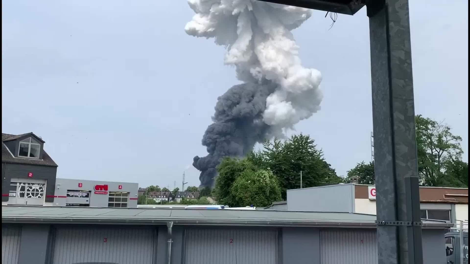 Smoke billows from explosion at chemical site in Leverkusen, Germany
