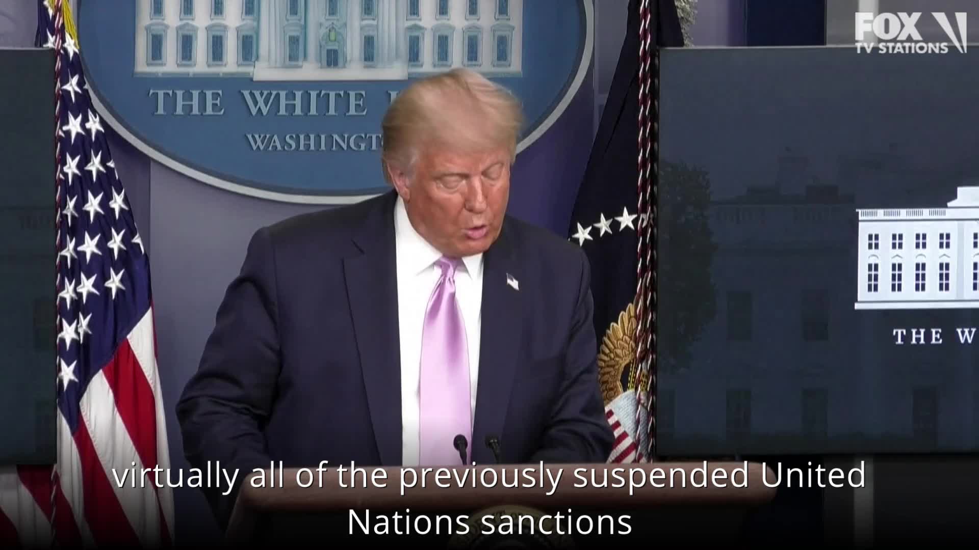 Trump says United States intends to restore nearly all previously suspended UN sanctions on Iran