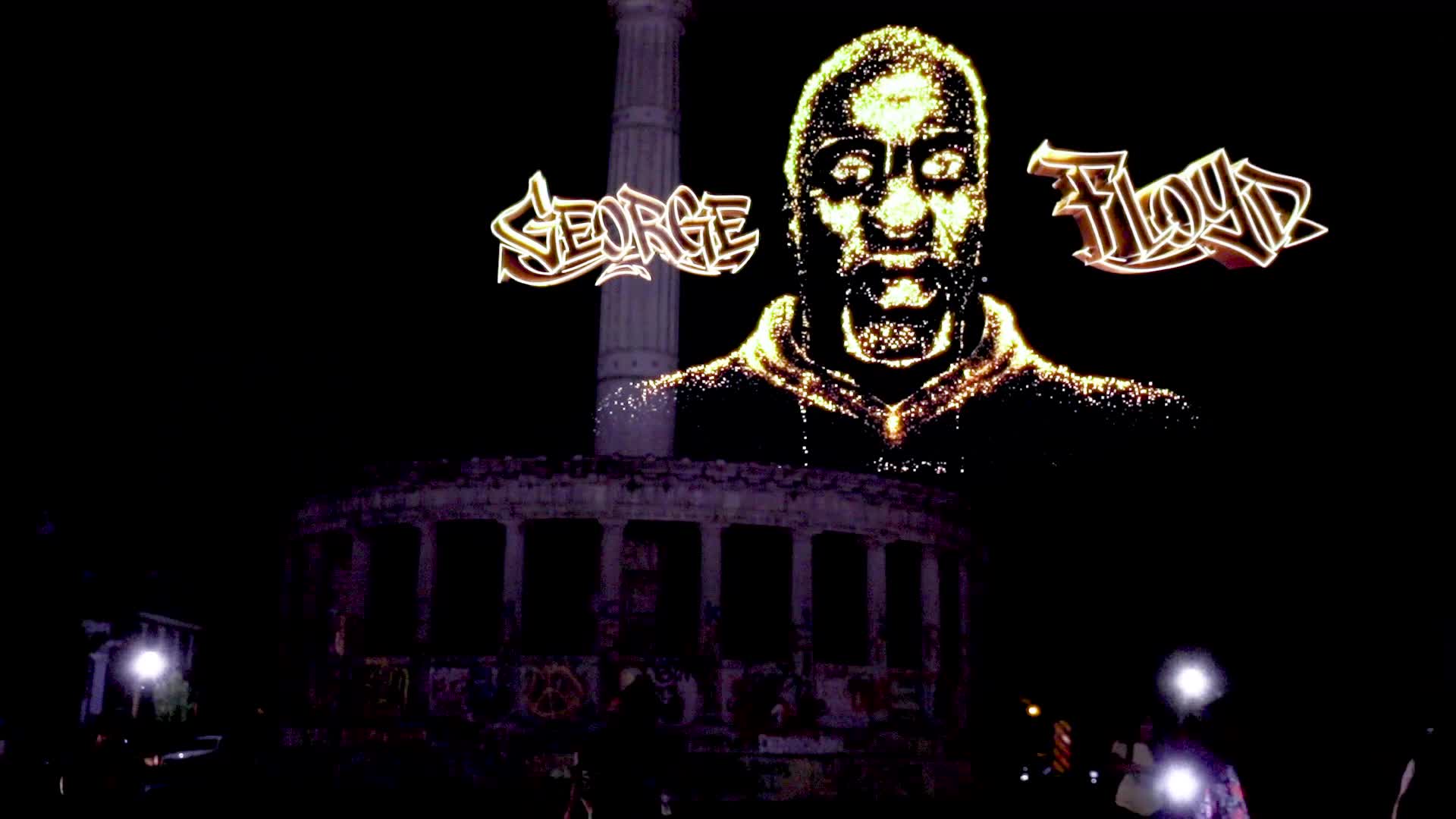 George Floyd hologram displayed over site of Confederate statue