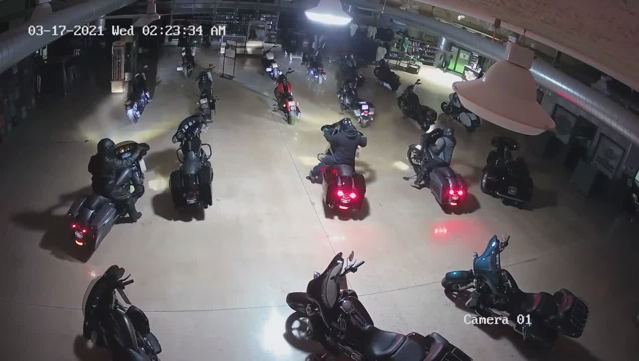 Burglars ride motorcycles out of Harley-Davidson dealership in Indiana